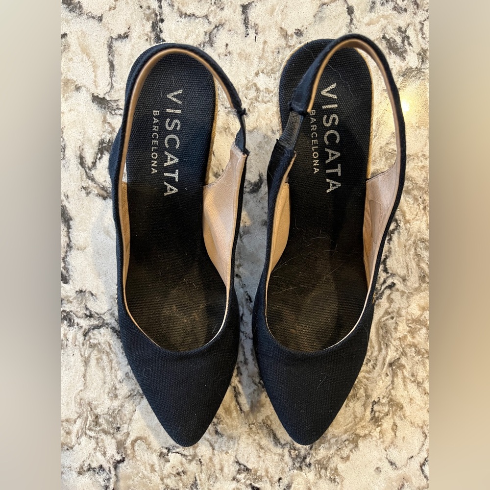 Viscata Barcelona Black Espadrille Wedge Shoes (8.5 or 39 European)